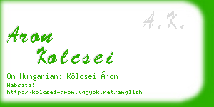 aron kolcsei business card